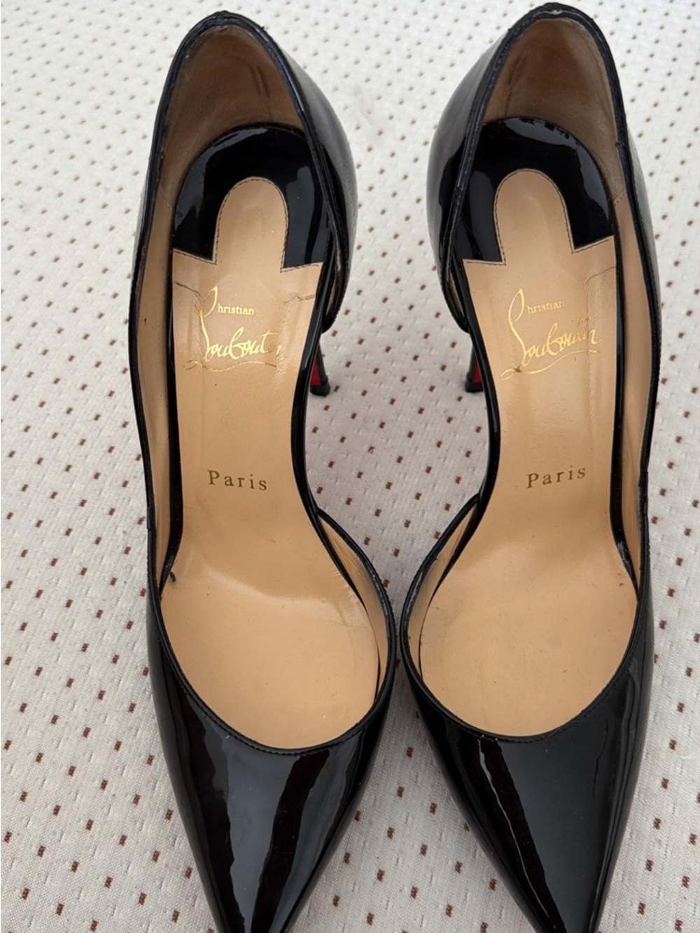 Christian Louboutin Black Patent Pointed-Toe D'Orsay Pumps